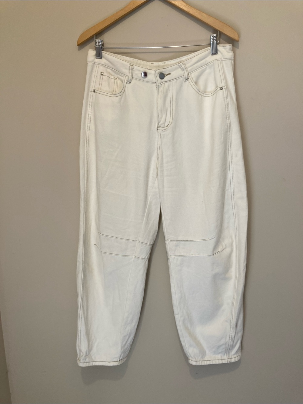 Buckley White High-Waist Cropped pants Sz L